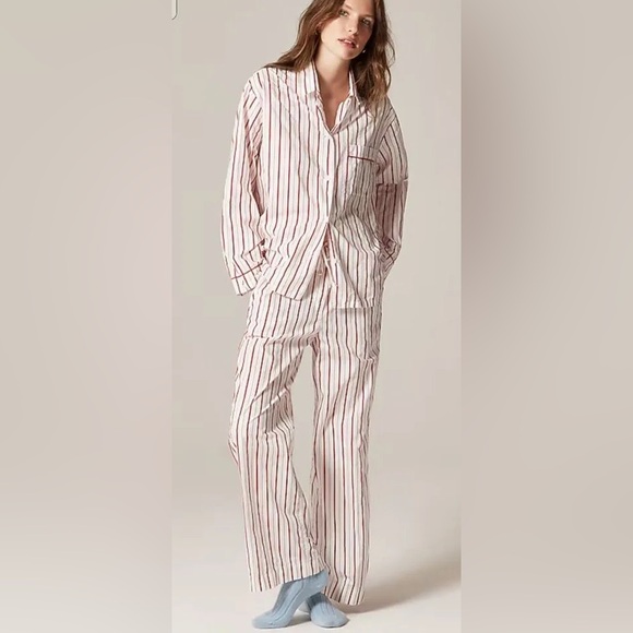 J.Crew • 100% Cotton Striped Pajama Set Medium Red White Lounge Set